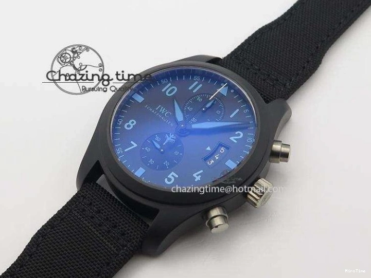 MIROTIME 0113 Comfortable Pilot Chrono IW388003 Real Ceramic ZF 1:1 Best Edition On Black Nylon Strap A 7322